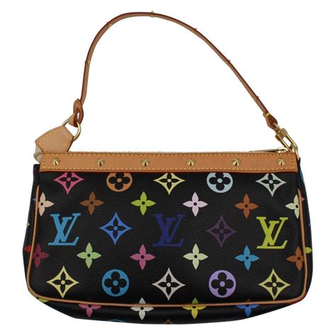 louis vuitton black with colored letters|Louis Vuitton black pouch.